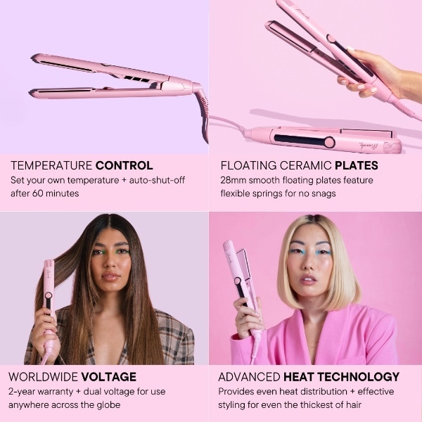 Mermade Hair Straightener 28mm Pink - Straighten or curl