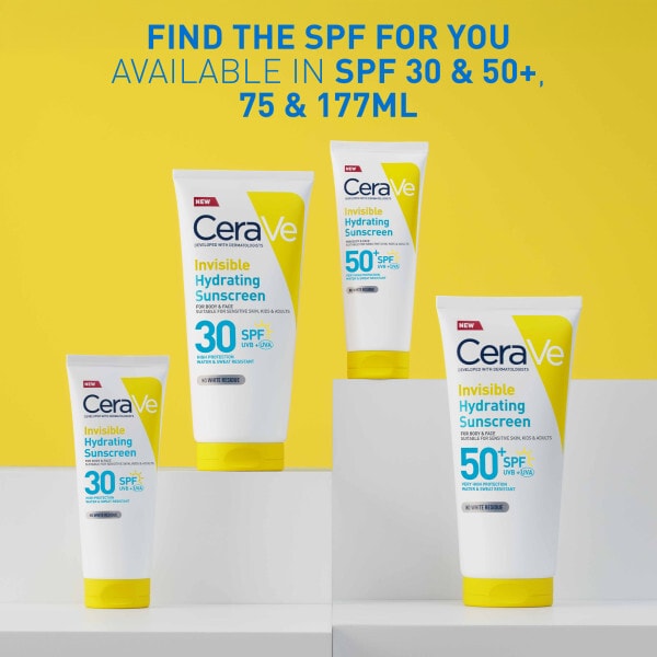 CeraVe Invisible Hydrating Sunscreen SPF 30 for body, face, & all skin types with 3 essential ceramides 177 ml