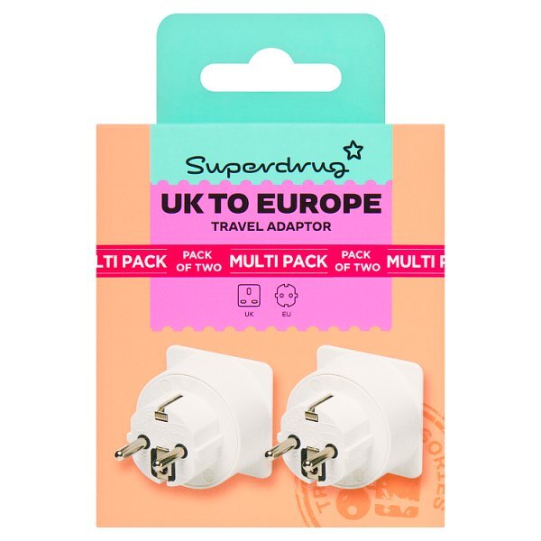 Superdrug UK to EU Travel Adaptors Pack of 2