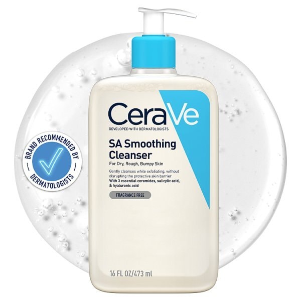 CeraVe Skin Smoothing Cleanser with Salicylic Acid & Hyaluronic Acid for Dry Rough and Bumpy Skin 473ml