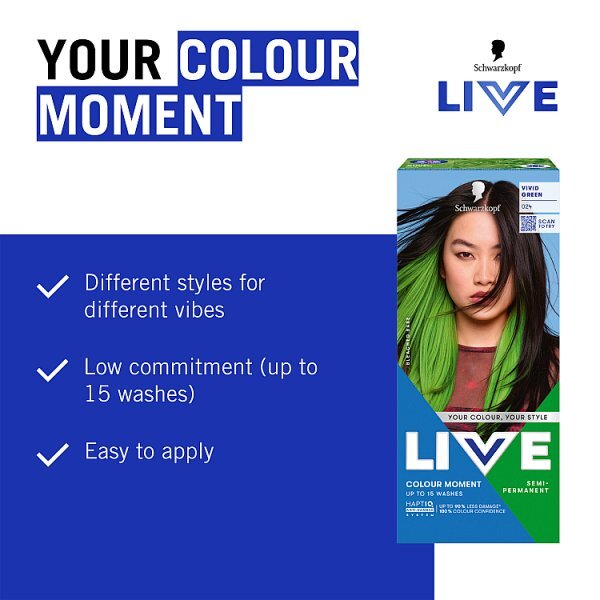 Schwarzkopf LIVE 024 Vivid Green Semi-Permanent Hair Dye