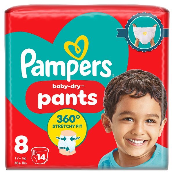 Pampers Baby Dry Nappy Pants Size 8, 14 Nappies, 19kg+