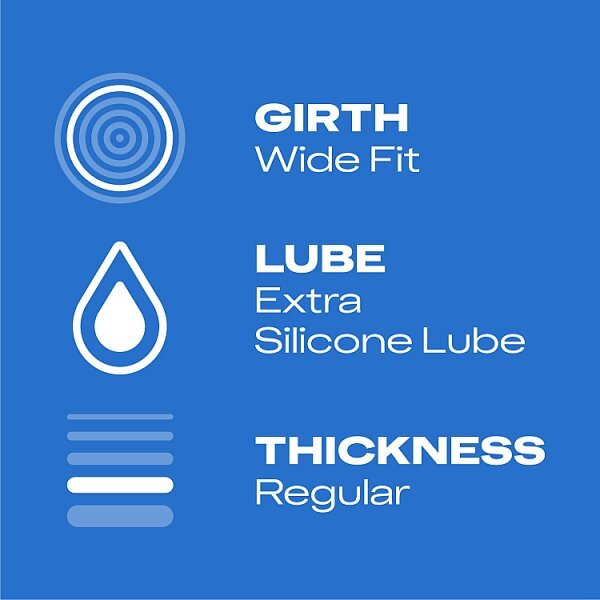 Durex Originals XL Condoms Extra Silicone Lube Wide Fit 12s
