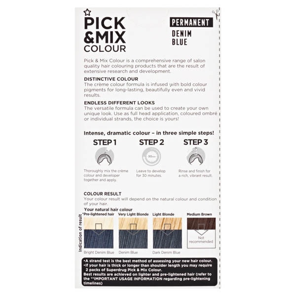 Superdrug Pick & Mix Permenant Hair Dye Denim Blue