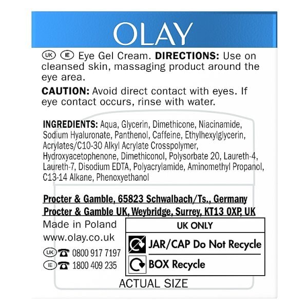 Olay Hyaluronic + Vitamin B5 Eye Gel Cream, 15 ml