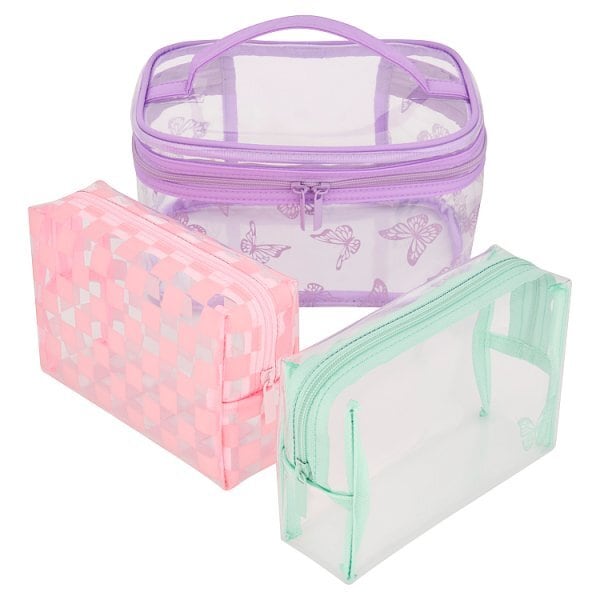 Superdrug Y2K Butterfly Large PVC Cosmetic Bag 3 Pack