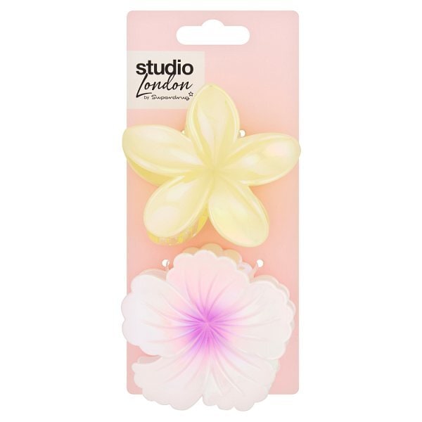 Studio London Flower Hair Clips 2 Pack Purple & Yellow