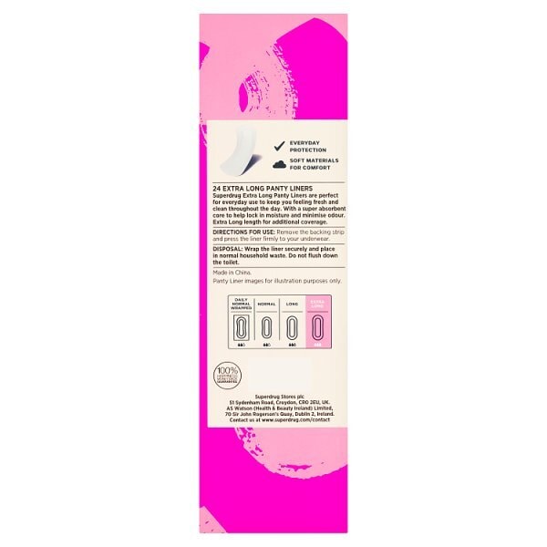 Superdrug Extra Long Triactive Pantyliners x24