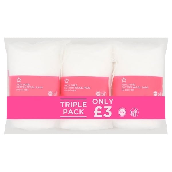 Superdrug Cotton Wool Oval Pad x50 3pk