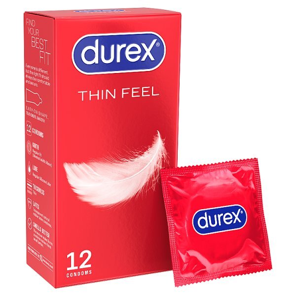 Durex Thin Feel Condoms Extra Silicone Lube Regular Fit 12s
