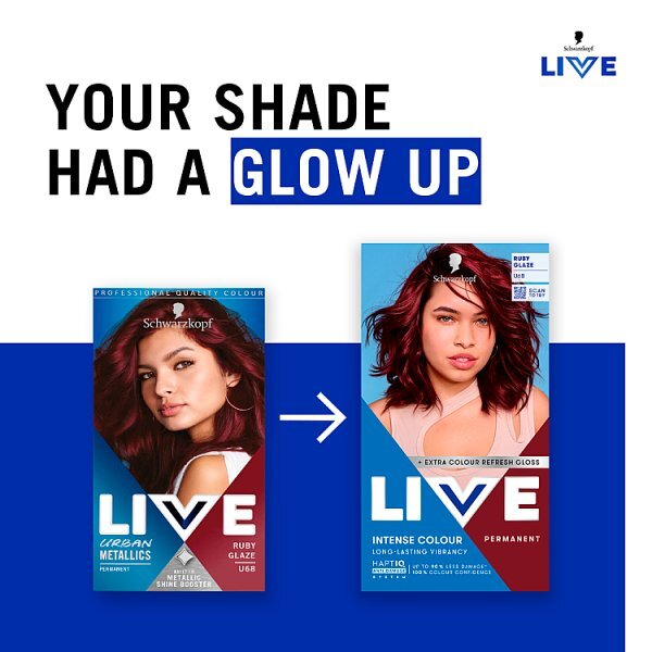 Schwarzkopf LIVE U68 Ruby Glaze Permanent Hair Dye
