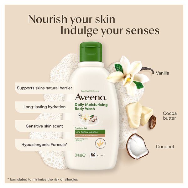 AVEENO Daily Moisturising Wash Comforting Cocoa Vanilla 300ml