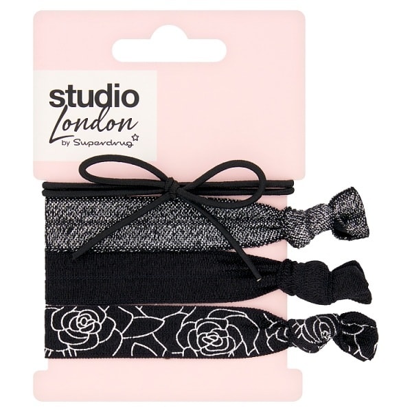 Studio London Black & Metallic Flat Hairbands 4pk