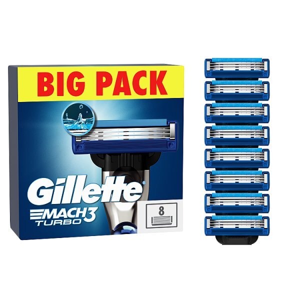 Gillette Mach3 Turbo Men’s Razor Blade Refills, 8 Count