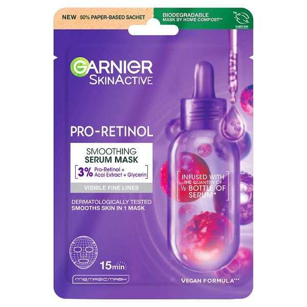 Garnier Pro Retinol Smoothing Serum Sheet Mask for Renewed Skin