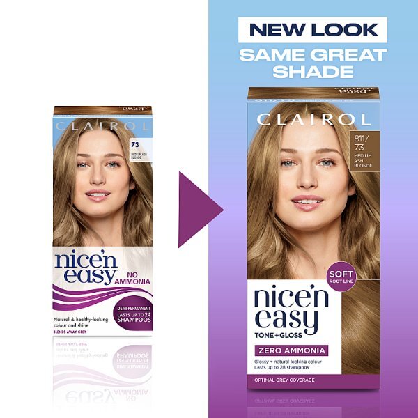 Clairol Nice'n Easy Tone+Gloss Semi-Permanent Hair Dye Med Ash Blonde