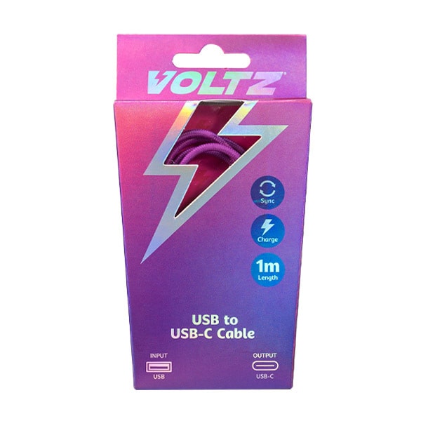 Voltz Usb To Usb-C Cable Purple