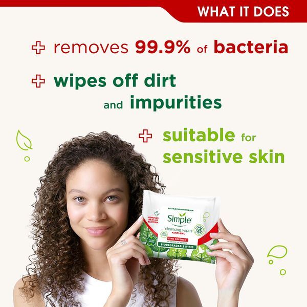 Simple Kind Defence Antibacterial Cleansing Wipes 20pc