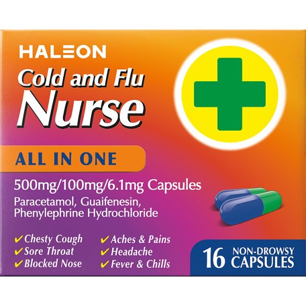 Haleon Cold And Flu Nurse, All In One, 16 Capsules