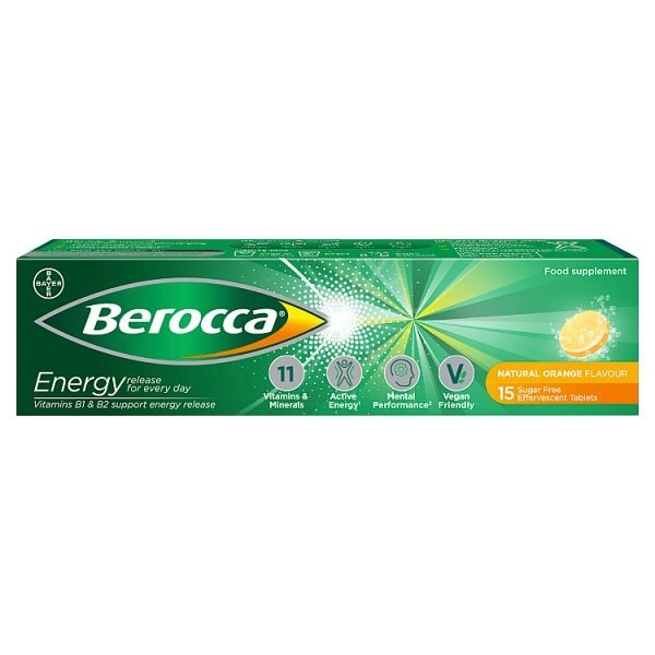 Berocca Natural Orange Sugar Free Effervescent 15 Tablets