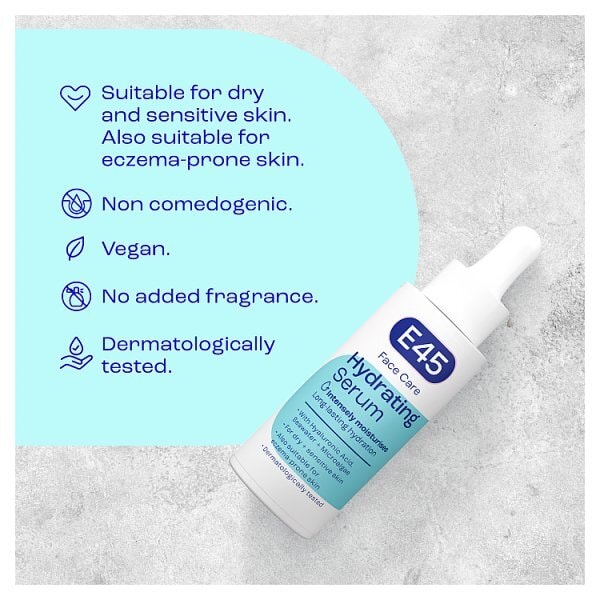 E45 Hydrating Facial Serum For Dry & Sensitive Skin 30Ml