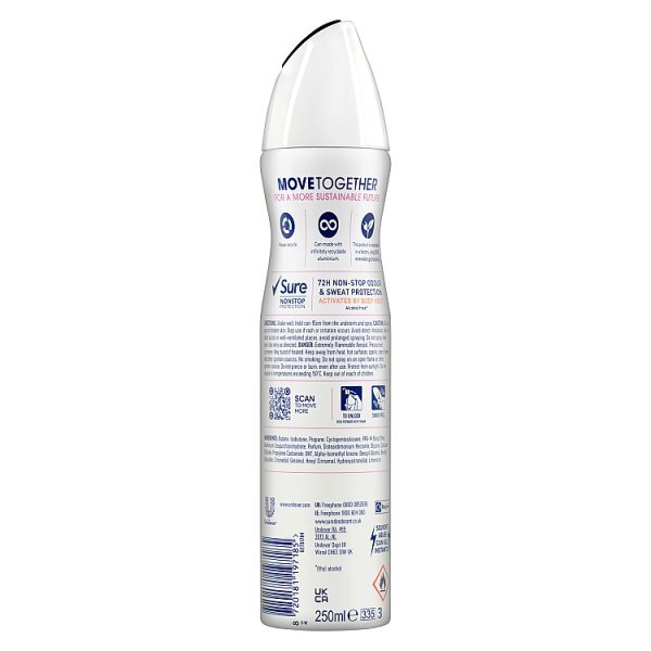 Sure Antiperspirant Deo Aerosol Nonstop Invis Pure 250ml