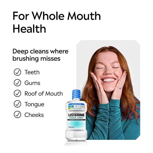 Listerine Cool Mint Extra Mild Alcohol Free Mouthwash 500Ml