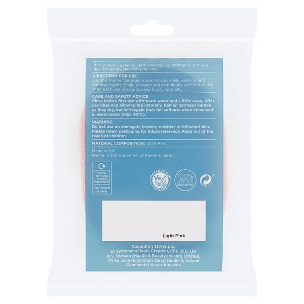 Superdrug Ramer Bath & Body Sponge Pink
