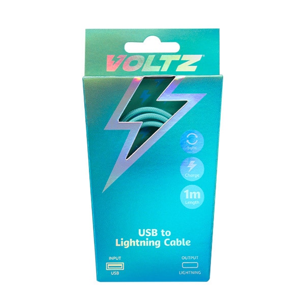 Voltz Usb To Lightning Cable Turquoise
