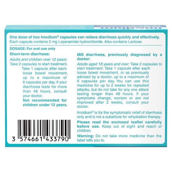 Imodium Original 2mg Diarrhoea 12 Tablets