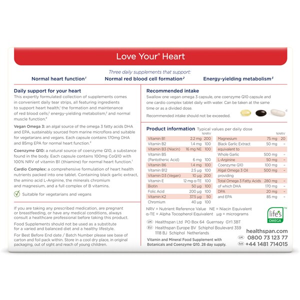 Healthspan Love Your Heart 28 Day Supply x 84 Tablets