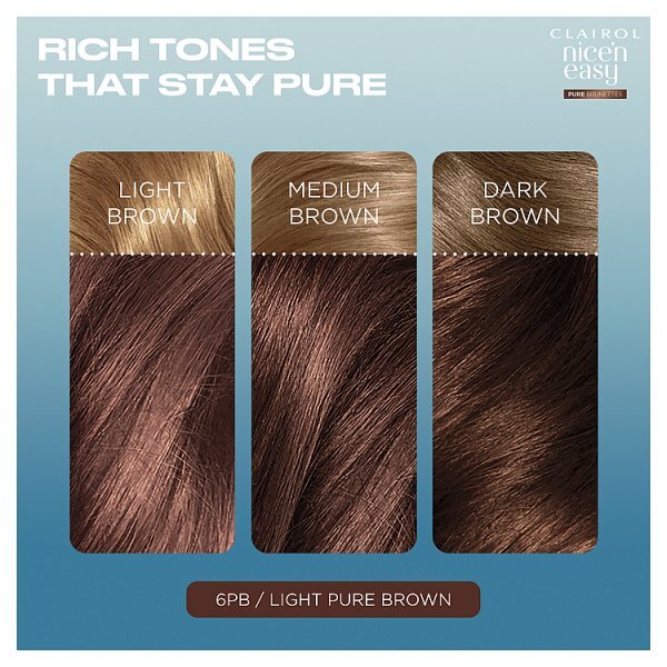 Clairol Nice'n Easy Pure Brunettes Permanent Hair Dye Hazelnut Brown