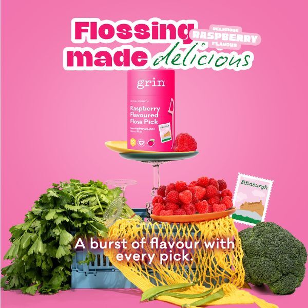 Grin Ultra Smooth Raspberry Floss Picks 80pk Canister