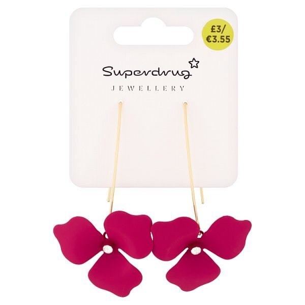 Superdrug Magenta Flower Drop Earrings