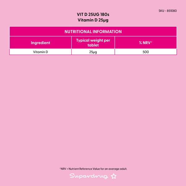 Superdrug Vitamin D 25ug 180s