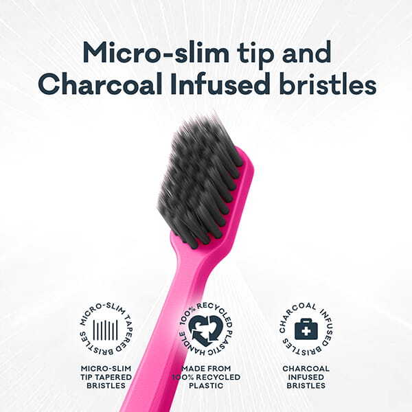 Grin 100% Recycled Toothbrush 1Pk Soft Fuschia