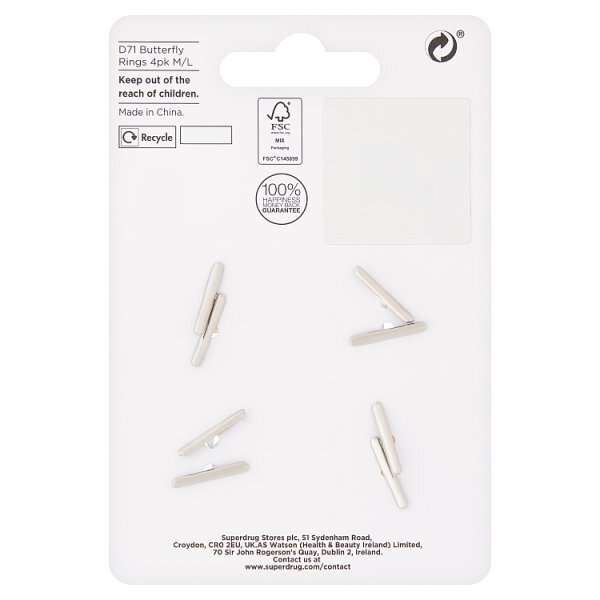 Superdrug Butterfly Rings 5pk M/L