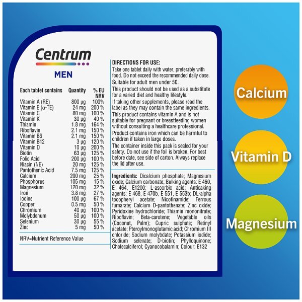 Centrum Men Multivitamins And Minerals, 60 Tablets