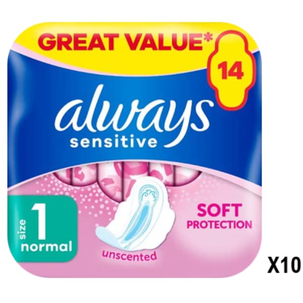 Always Sensitive Sanitary Towel Normal with Wings x10 Bundle
