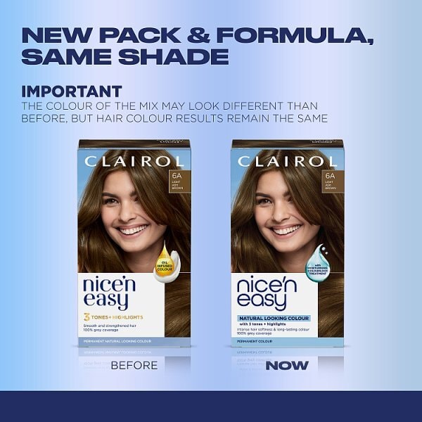 Clairol Nice'N Easy Crème Permanent Hair Dye 6A Light Ash Brown