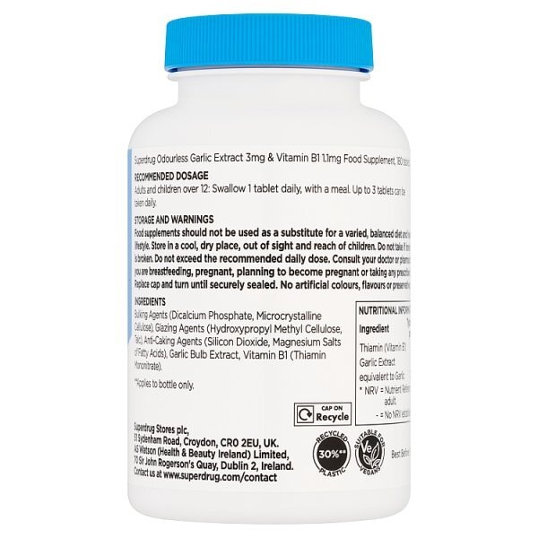 Superdrug Odourless Garlic 300mg + B1 Thiamin 180s
