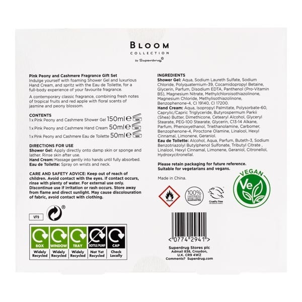 Superdrug Bloom Pink Peony & Cashmere Gift Set