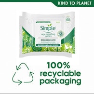 Simple Age Resisting Biodegradable Facial Wipes 20 Wipes