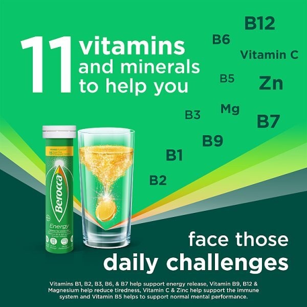 Berocca Food Supplement Mango 15 Effervescent Tablets