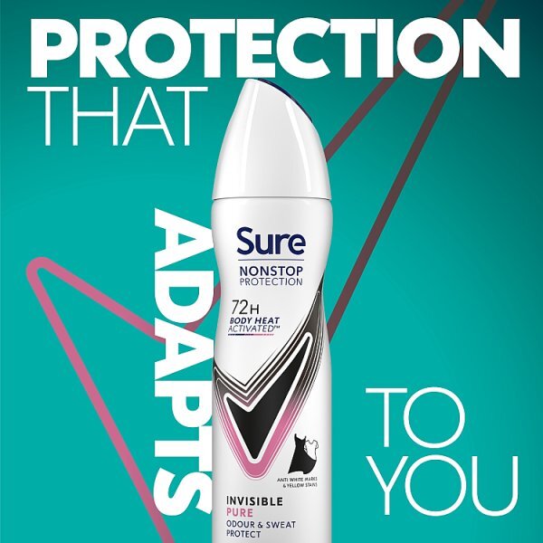 Sure Antiperspirant Deo Aerosol Nonstop Invis Pure 150ml
