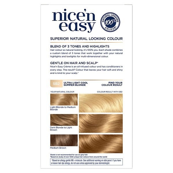 Clairol Nice'n Easy Hair Dye SB2 Ultra Light Summer Blonde