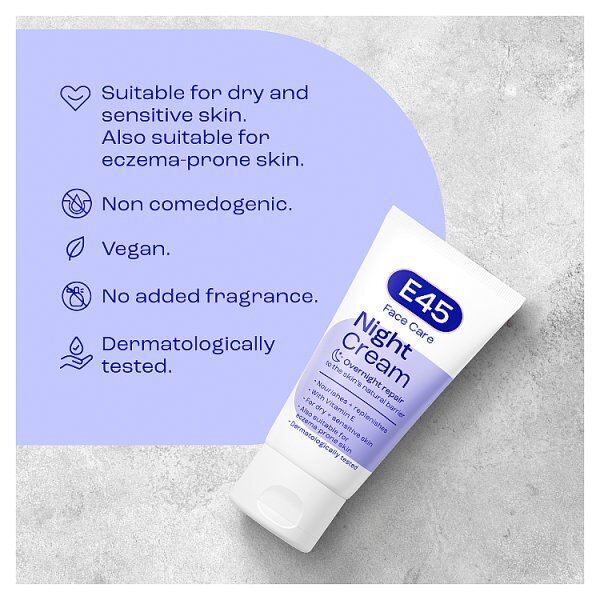 E45 Night Cream To Repair & Replenish Dry Skin 50Ml