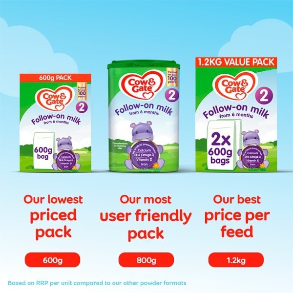 Cow & Gate 2 Follow On Baby Milk Formula 6-12 Months 800g