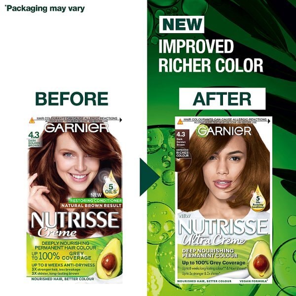 Garnier Nutrisse 4.3 Dark Golden Brown Permanent Hair Dye