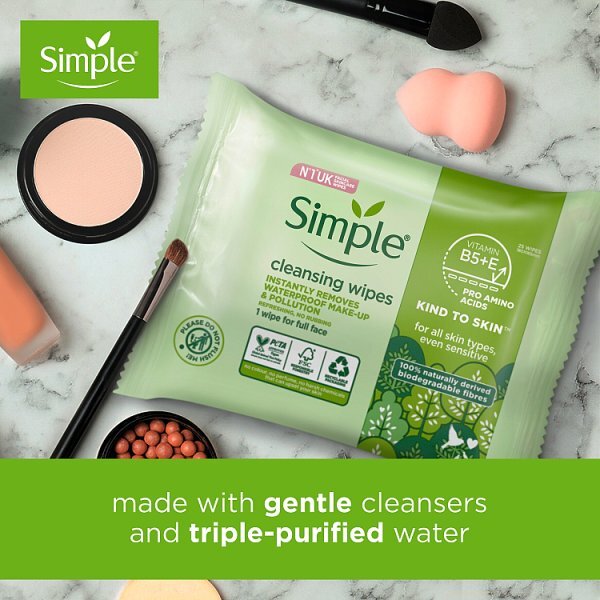 Simple Kind to Skin Bio-degradable Cleansing Wipes 25 wipes